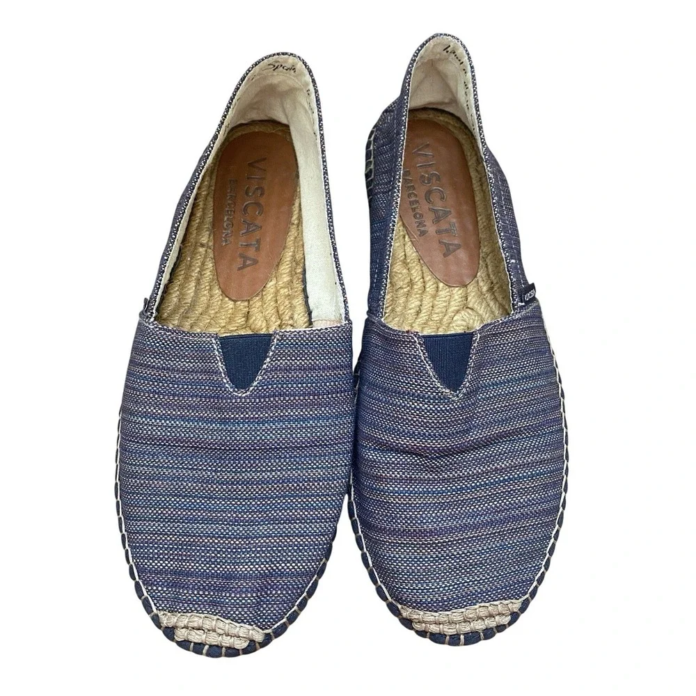VISCATA Barcelona Canvas Espadrilles Sz 38 Handmade‎ Stripe Multicolor Comfort